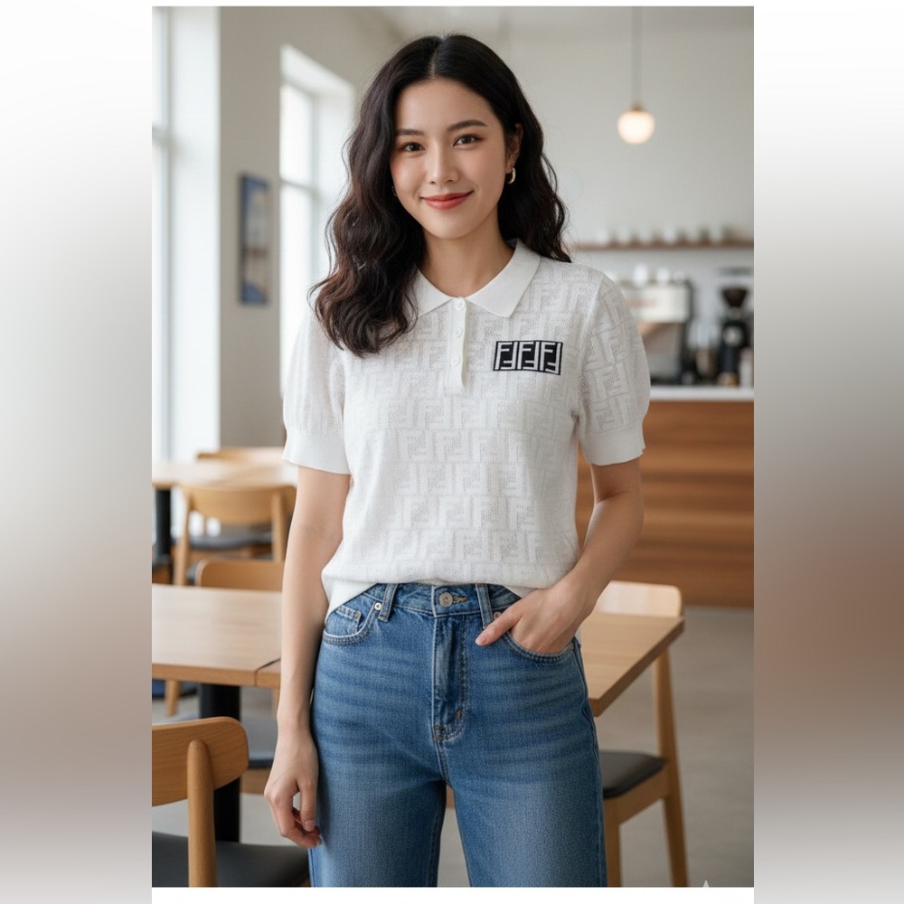 White Textured Polo Shirt